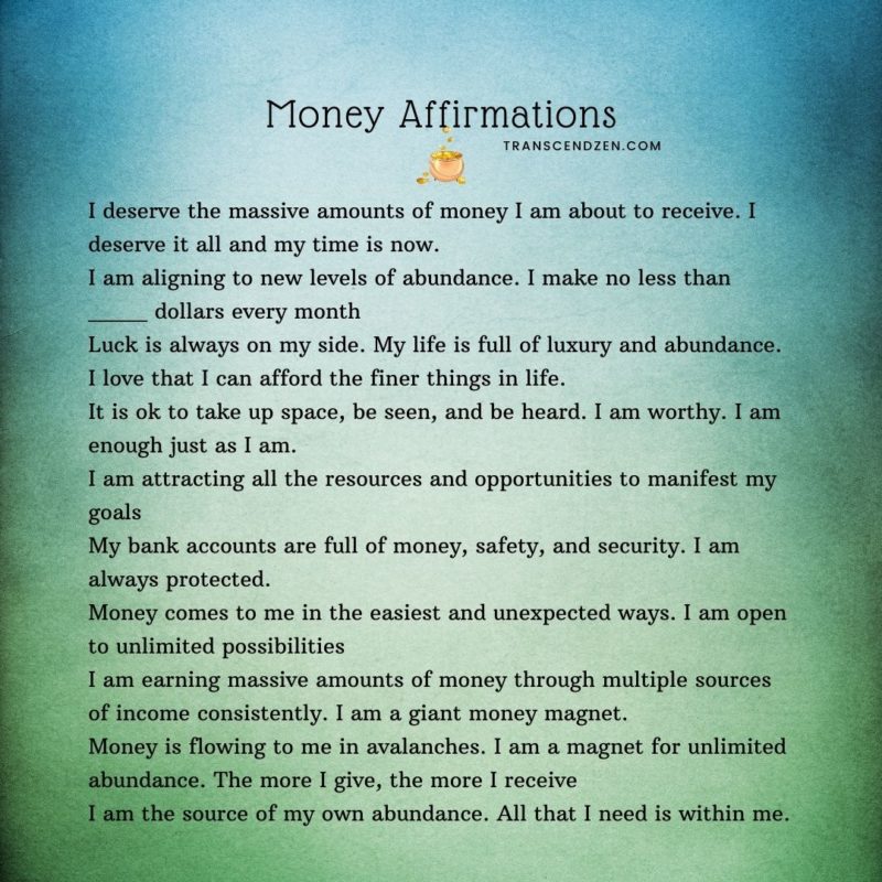 money affirmations to start your day