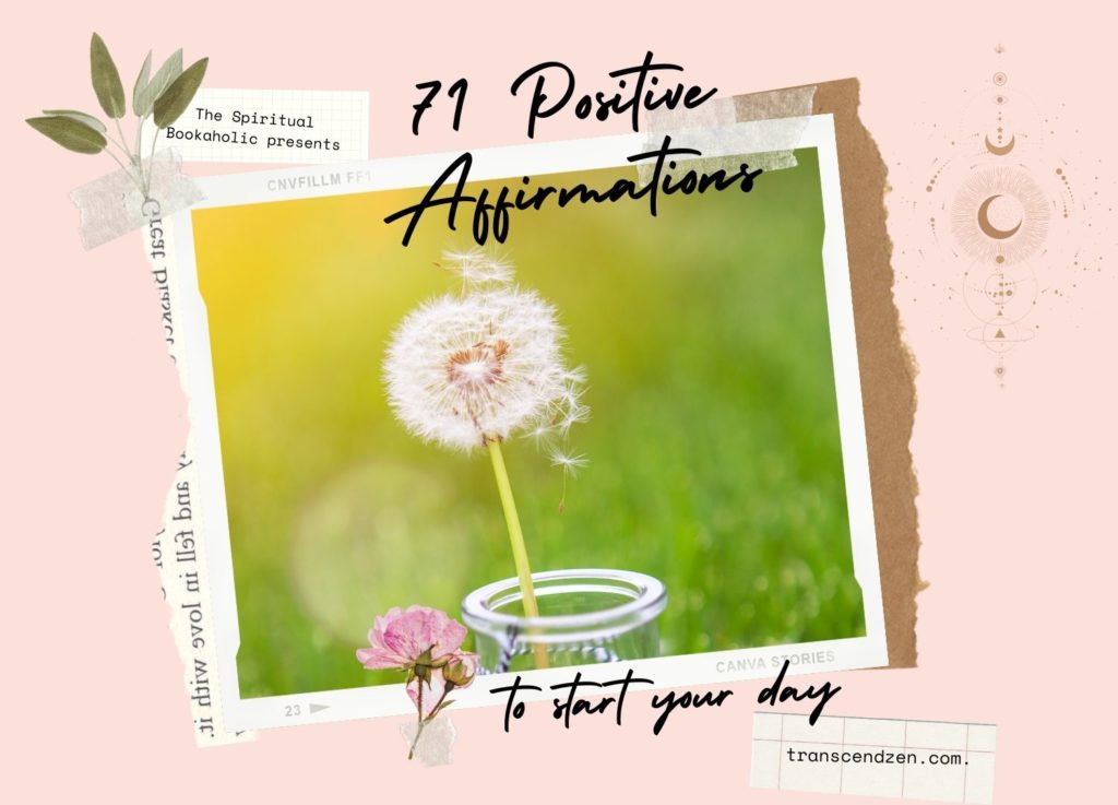 71 affirmations text on dandelion seed wishes in a mason jar in fields
