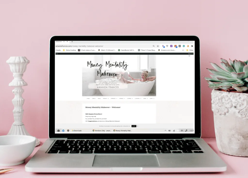 best manifestation courses money mentality makeover amanda frances welcome page on laptop 2