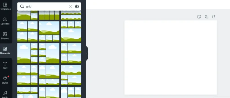 Insert Grid in blank template in Canva