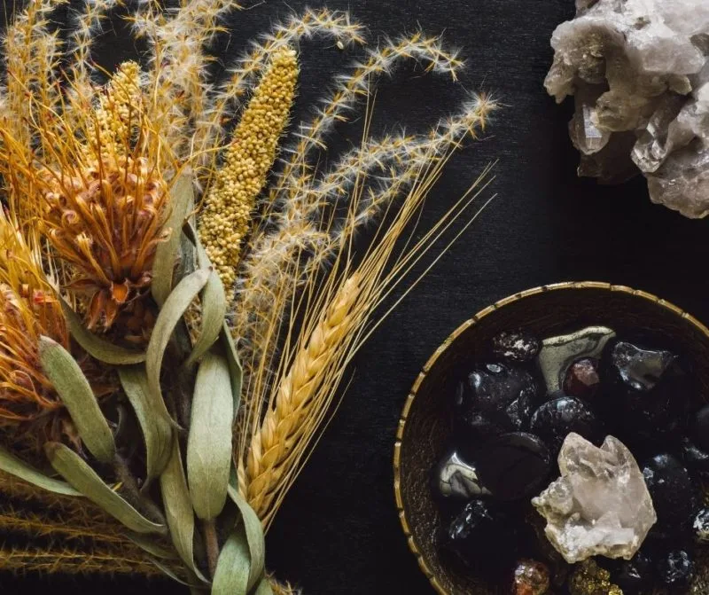 Black Crystals for Protection and Grounding in a bowl
