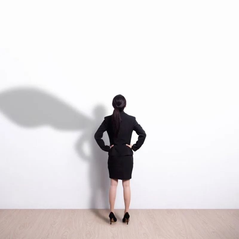 Girl with shadow of a super girl