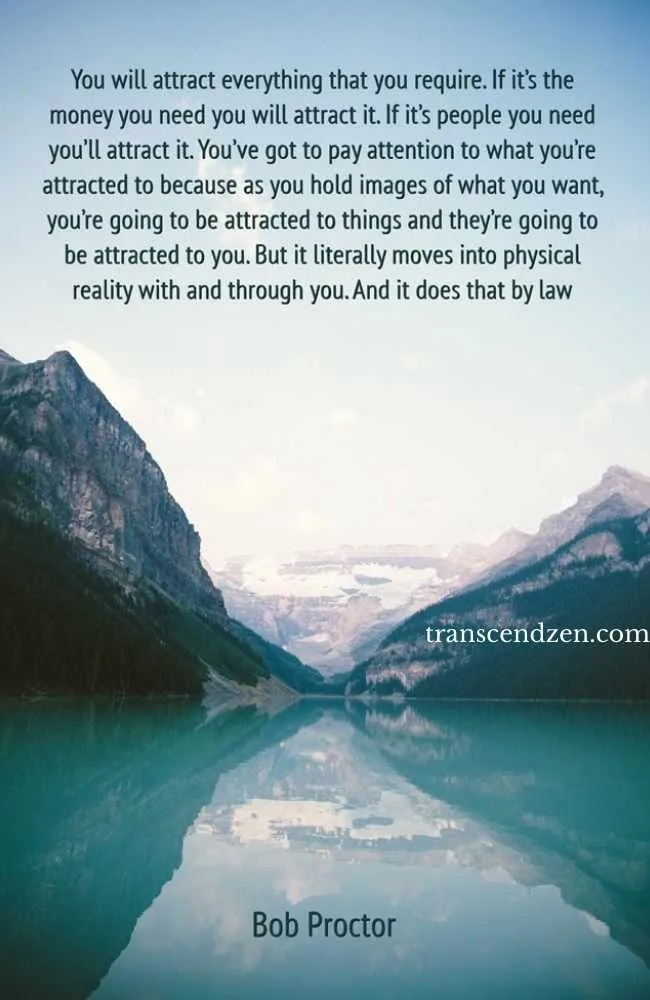 view of blue waters and moutains with bob proctor law of attraction quote