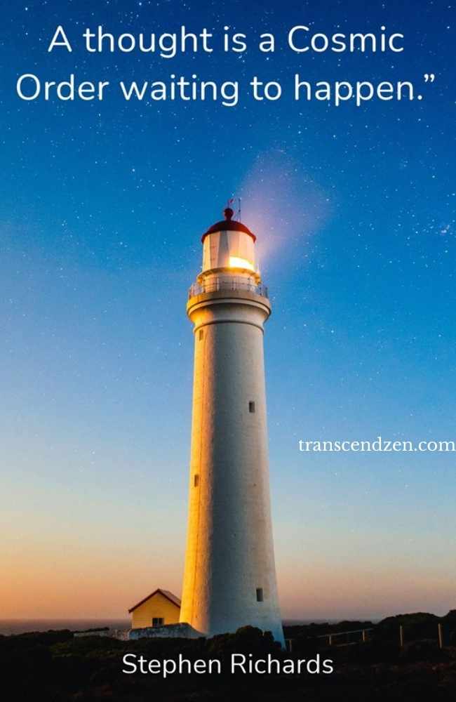lighthouse at night with light and stephen richards  quote