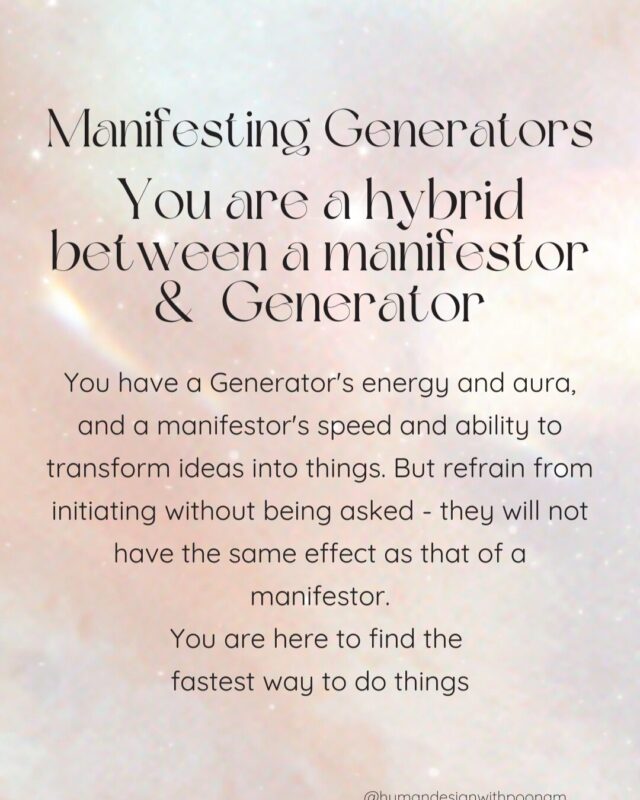 Manifesting generators - you are a hybrid